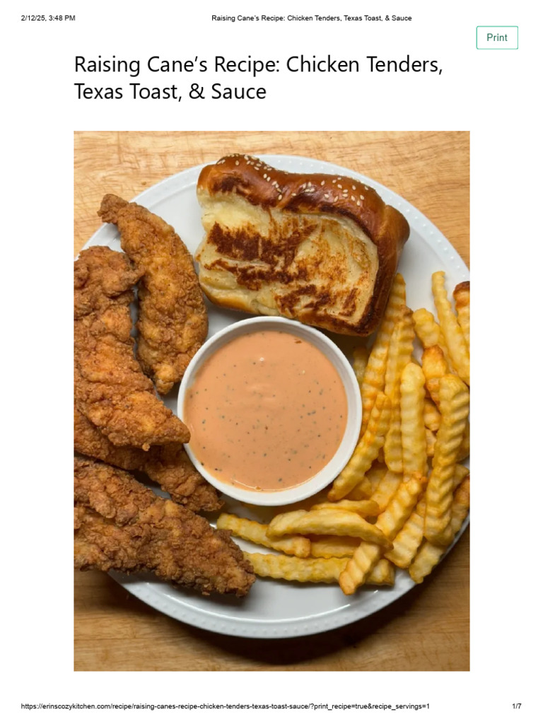 Raising Cane's Recipe - Chicken Tenders, Texas Toast, & Sauce | PDF ...