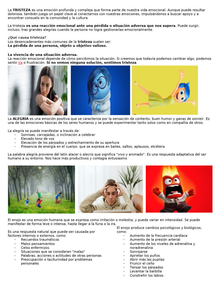Emociones humanas: tristeza, alegría y más | PDF | Las emociones | Asco