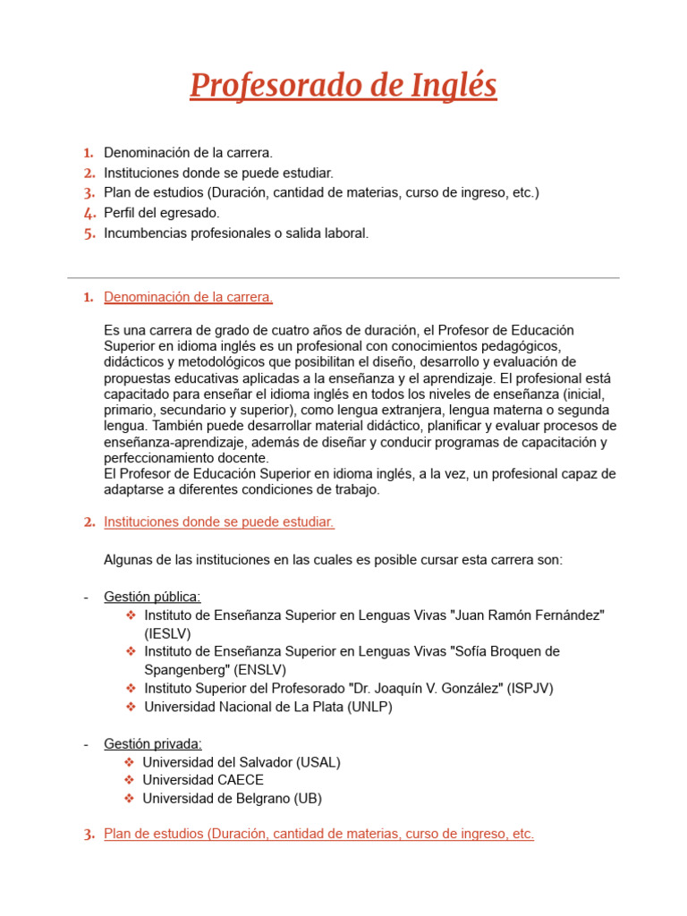 Profesorado de Inglés | PDF | Maestros | Enseñando