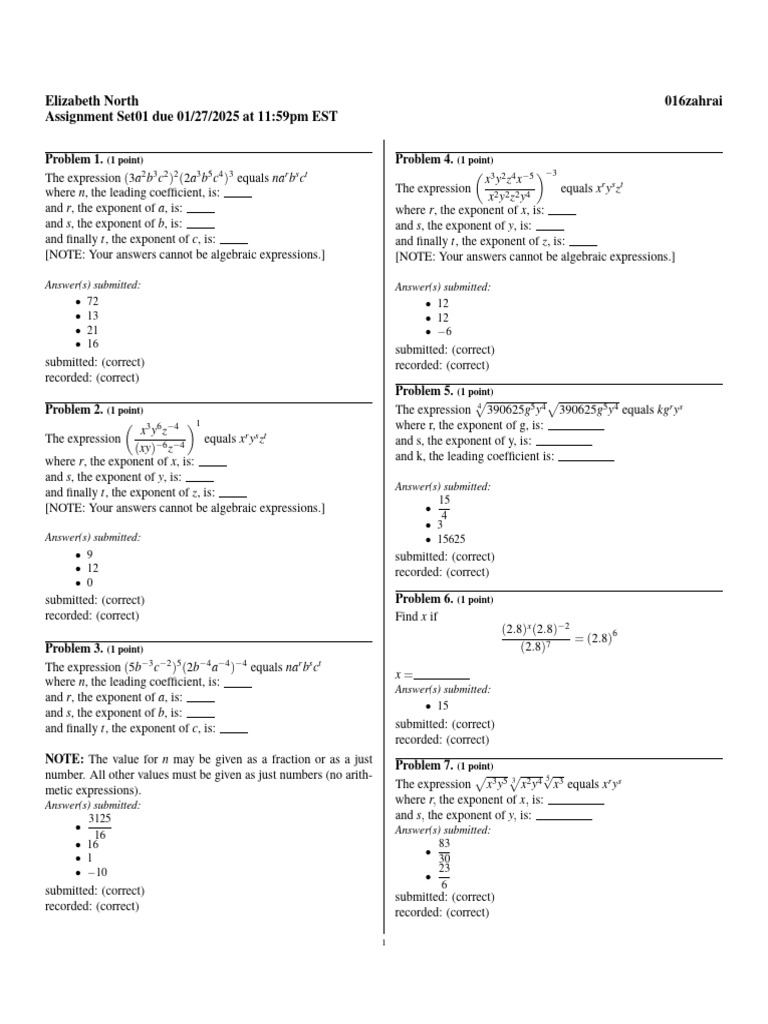 Algebra Problem Solutions | PDF | Square Root | Exponentiation