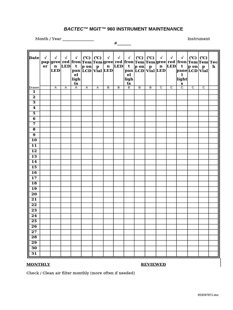 MGIT 960 Instrument Maintenance Guide | PDF