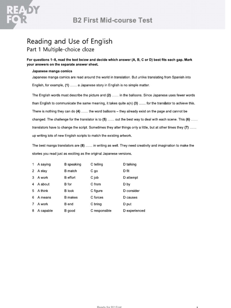 Reading and Use Fce Practice | PDF