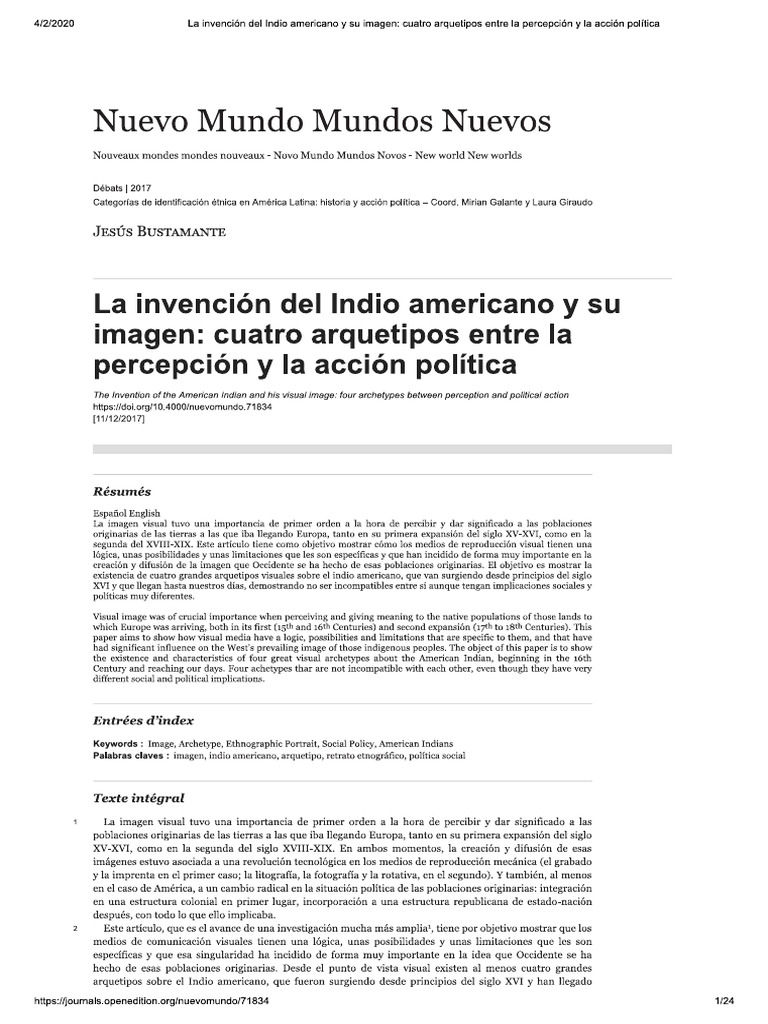 Invenci 25C3 25B3n Indio Americano 2B 25281 2529 | PDF