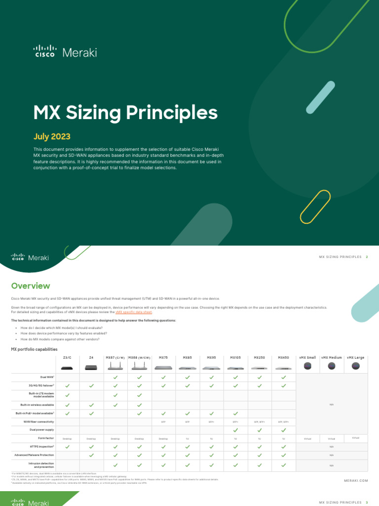 Cisco Meraki MX Sizing Guide | PDF | Firewall (Computing) | Computer ...
