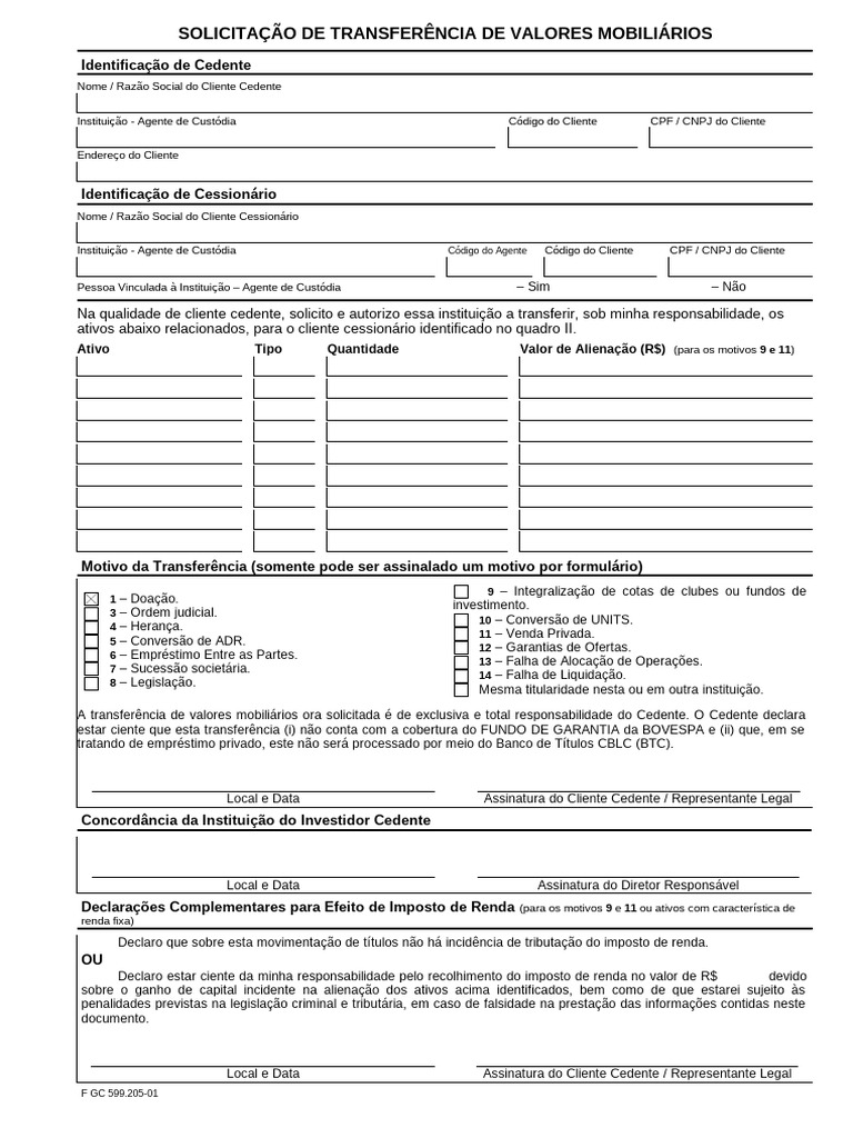 Solicitação de Transferência de Ativos | PDF | Empréstimos | Impostos