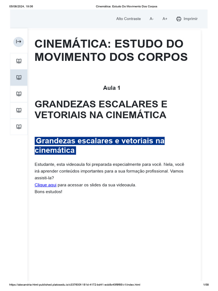 Grandezas Físicas na Cinemática | PDF | Vetor euclidiano | Sistema ...