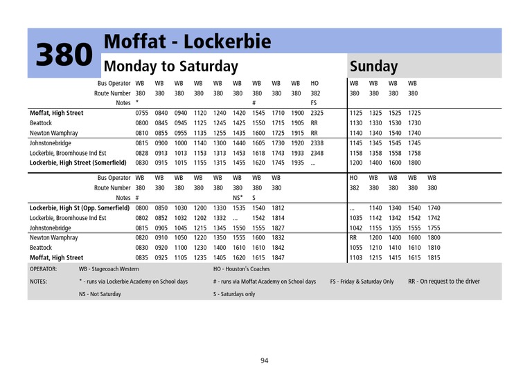 Moffat to Lockerbie Bus Timetable | PDF