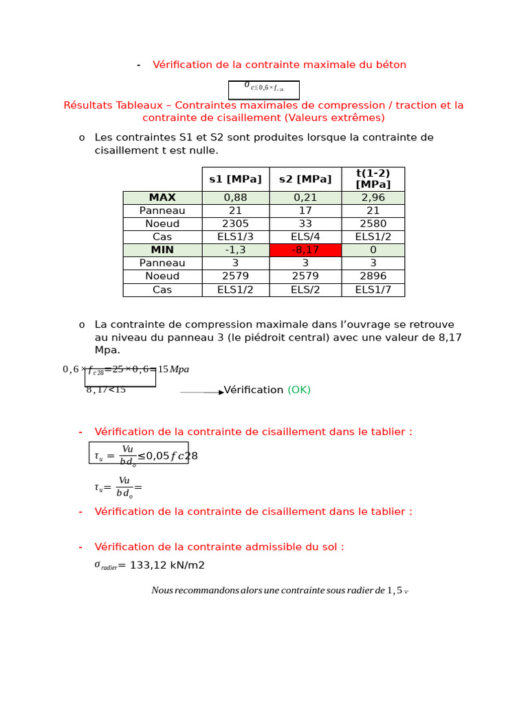 Vérification de La Contrainte Maximale Du Béton | PDF