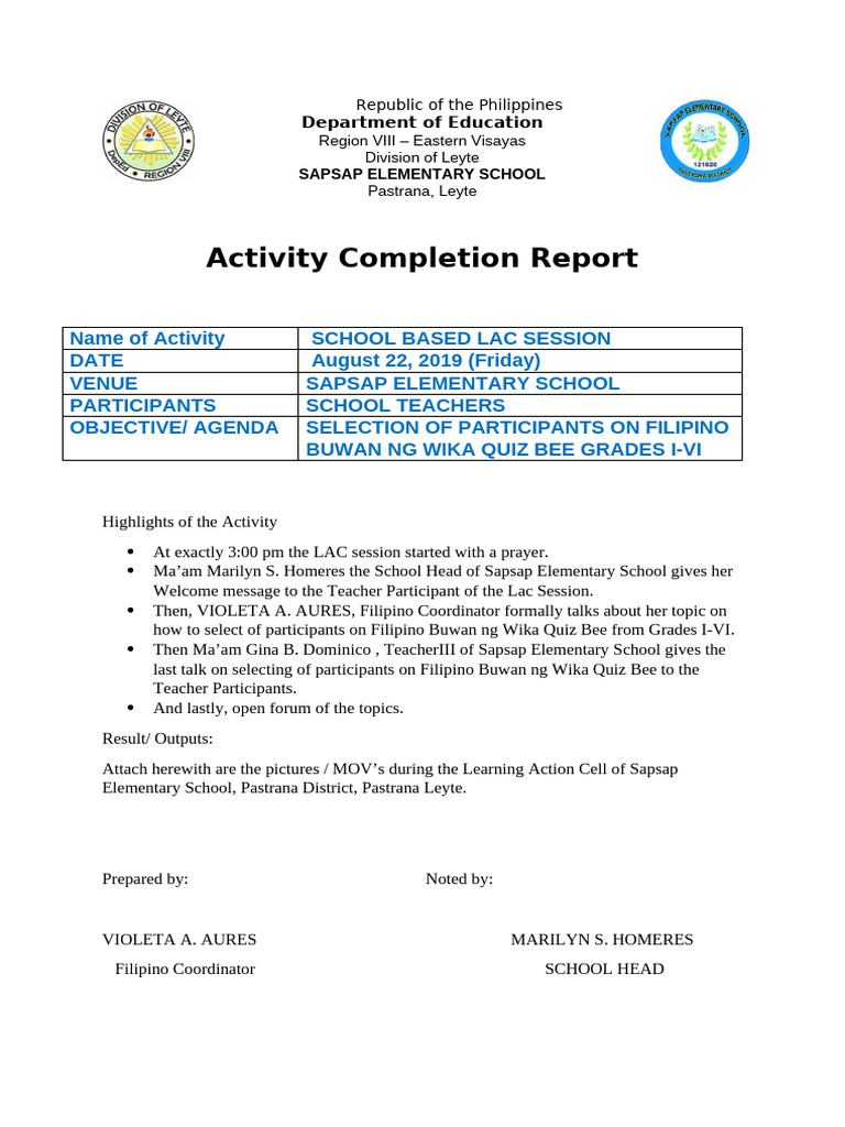 School-Based LAC Session Report | PDF