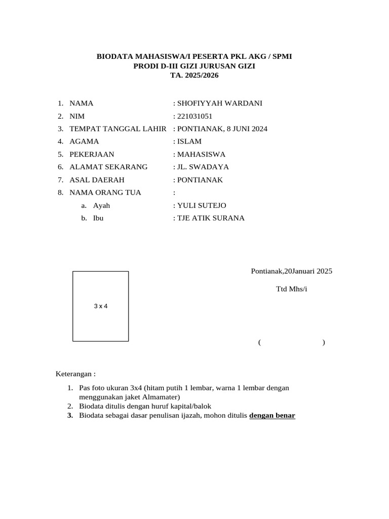 Form Berkas PKL Agk & Spmi | PDF