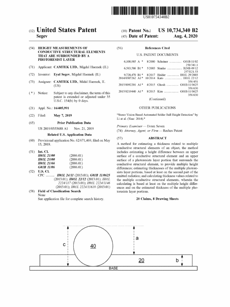 Camtek-Height Measurements of Conductive Structural Elements That Are ...