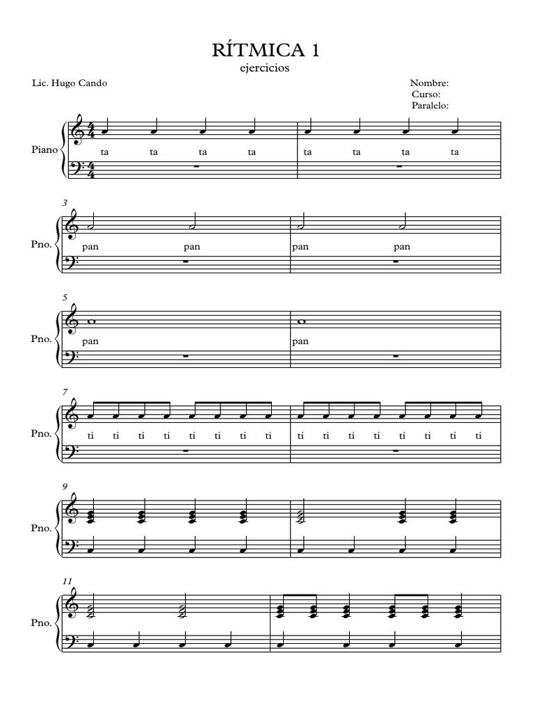 Partitura rítmica pour piano | PDF
