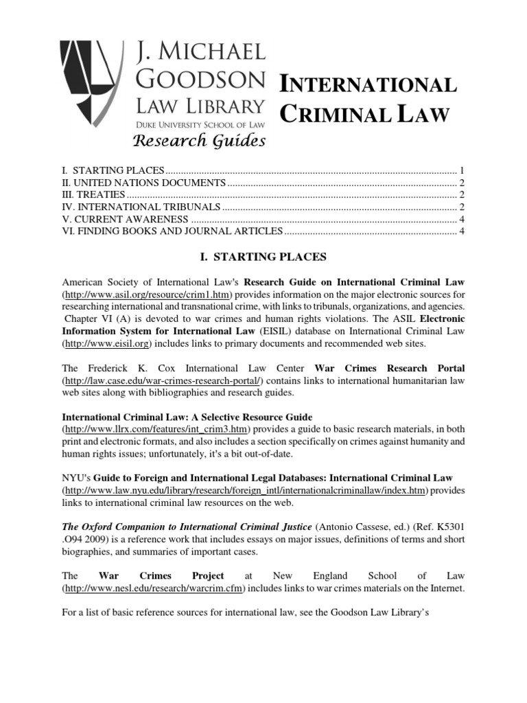 A Comprehensive Guide to Researching International Criminal Law