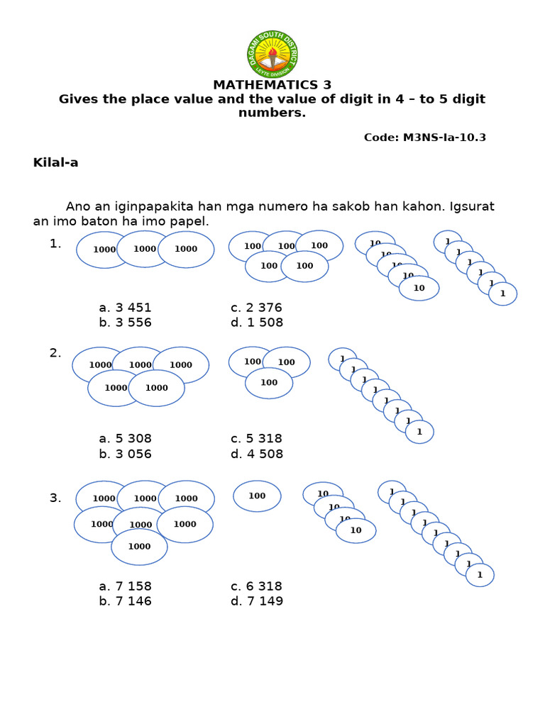Worksheet Math3-Week 2 | PDF