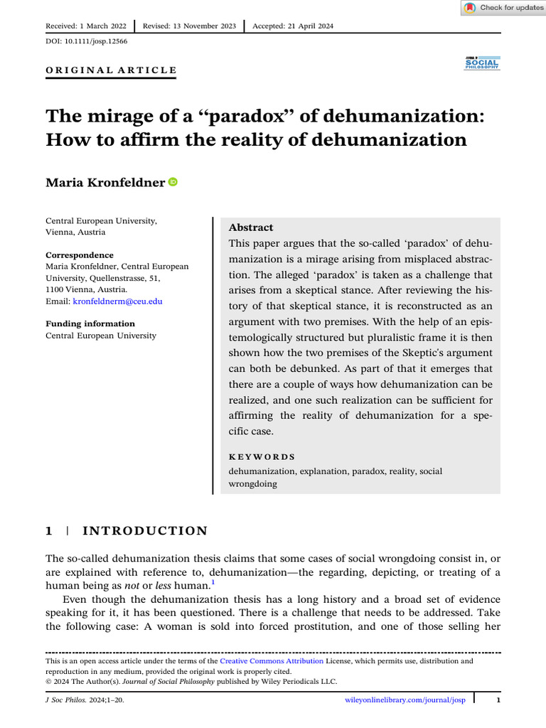 Debunking the Dehumanization Paradox | PDF | Epistemology | Attitude ...