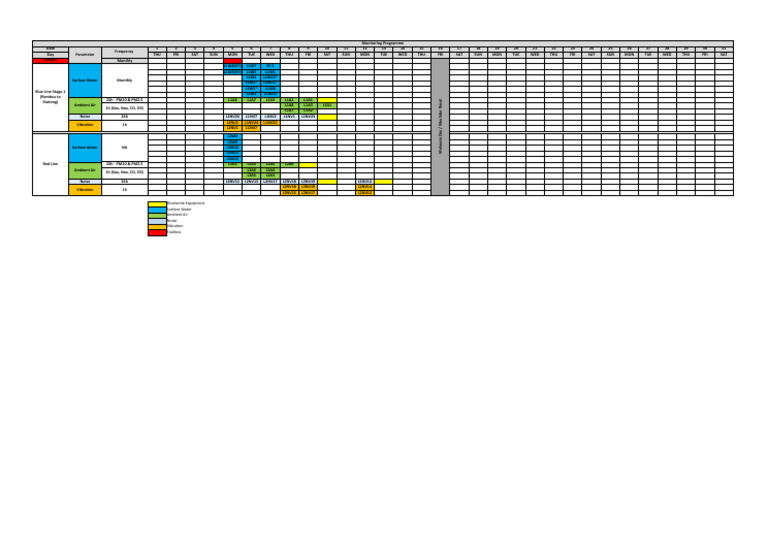 August Monitoring Calendar - Blue Line and Red Line | PDF