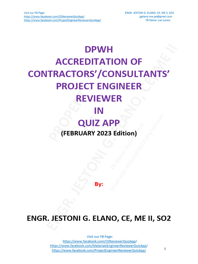 PE Reviewer Quiz App for Engineers | PDF | Concrete | Road Surface