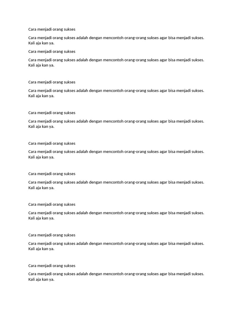 Menjadi Orang Sukses Dengan Contoh Pdf