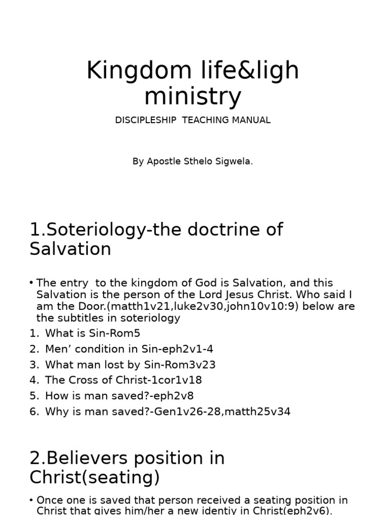 Kingdom Life Discipleship Manual | PDF | Jesus | Salvation