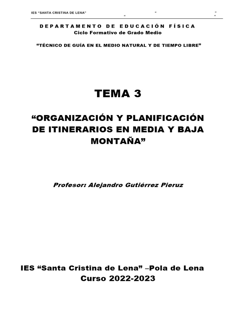 Planificación de Itinerarios en Montaña | PDF | Excursionismo | Viaje ...