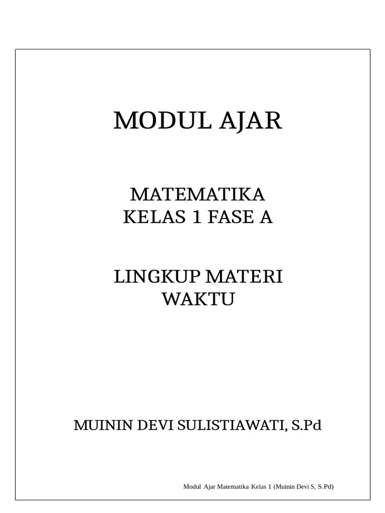 Modul Ajar Matematika Kelas 1 | PDF