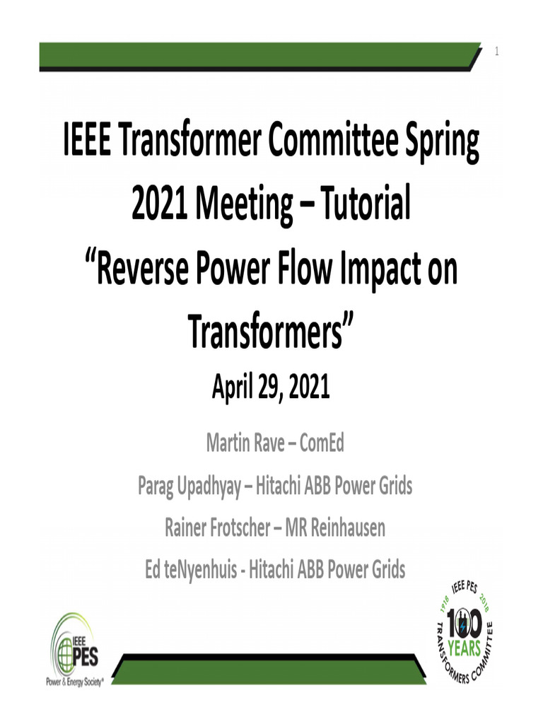 Reverse Power Flow Effects on Transformers | PDF | Electrical Grid ...