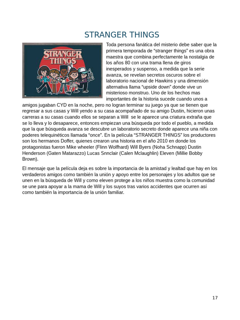 Estrategias de amistad en Stranger Things | PDF