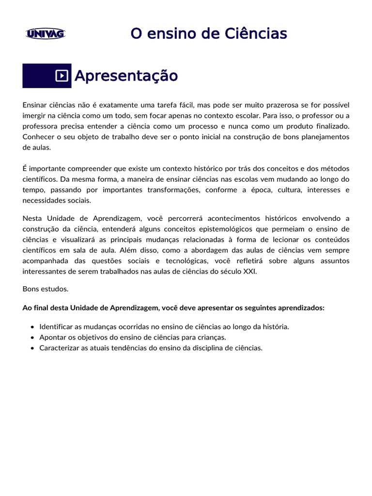 Tendências no Ensino de Ciências XXI | PDF | Science | Aprendizado