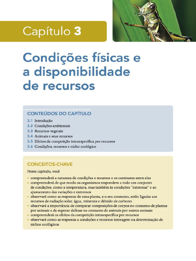 Capítulo 3 - Condições e Recursos TOWNSEND, Colin R. BEGON, Michael ...