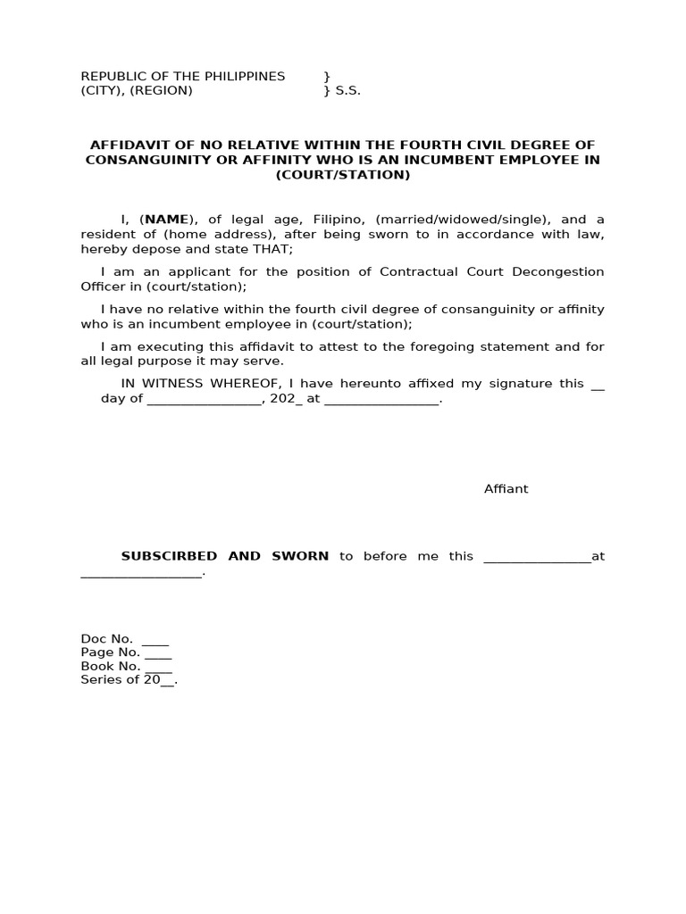 Affidavit of No Relatives in Court | PDF
