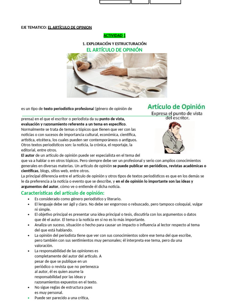 TALLER SOBRE ARTÍCULO DE OPINIÓN Ktor | PDF | Autor | Comunicación humana