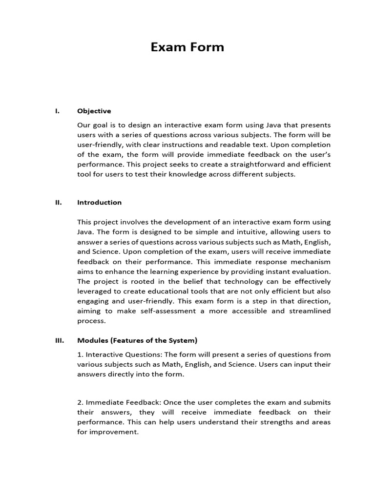 Exam Form | PDF | Usability | Computing