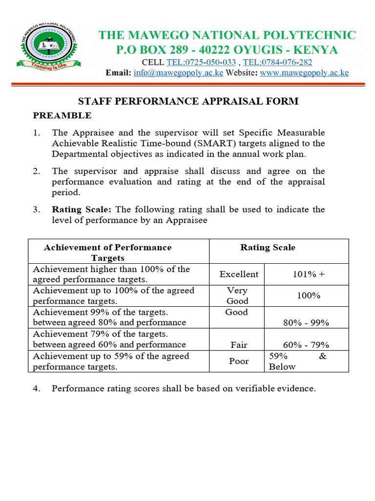Staff Performance Appraisal Template | PDF | Performance Appraisal ...