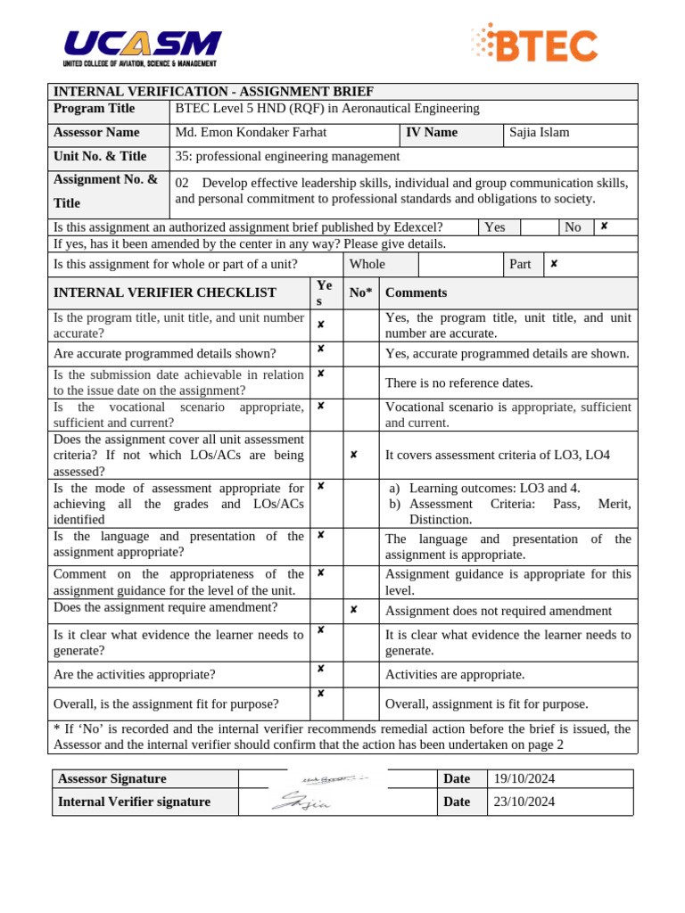 Assignment Brief 02 U35 | PDF | Safety | Engineering