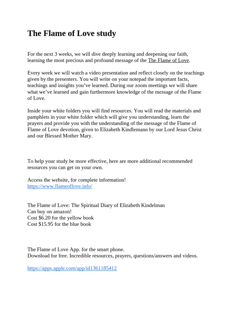 Flame of Love Study Guide and Prayers | PDF | Mercy | Prayer