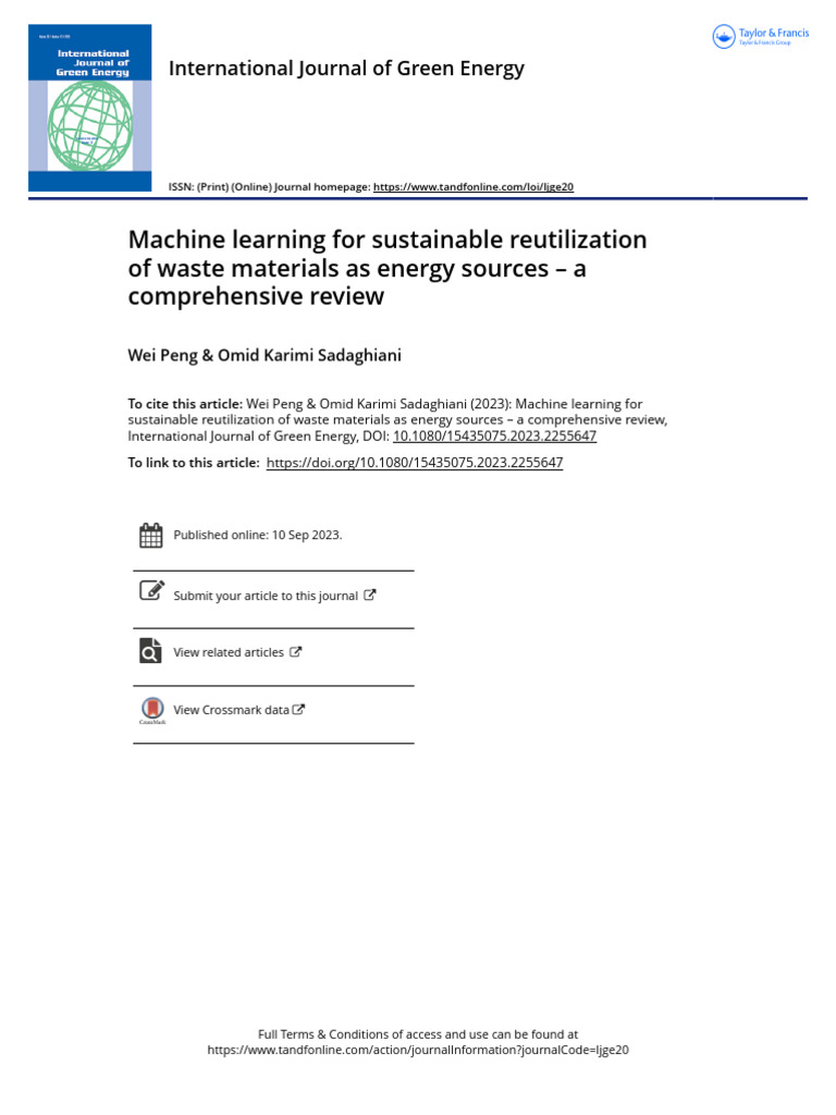 Machine Learning in Waste Energy Reutilization | PDF | Photosynthesis