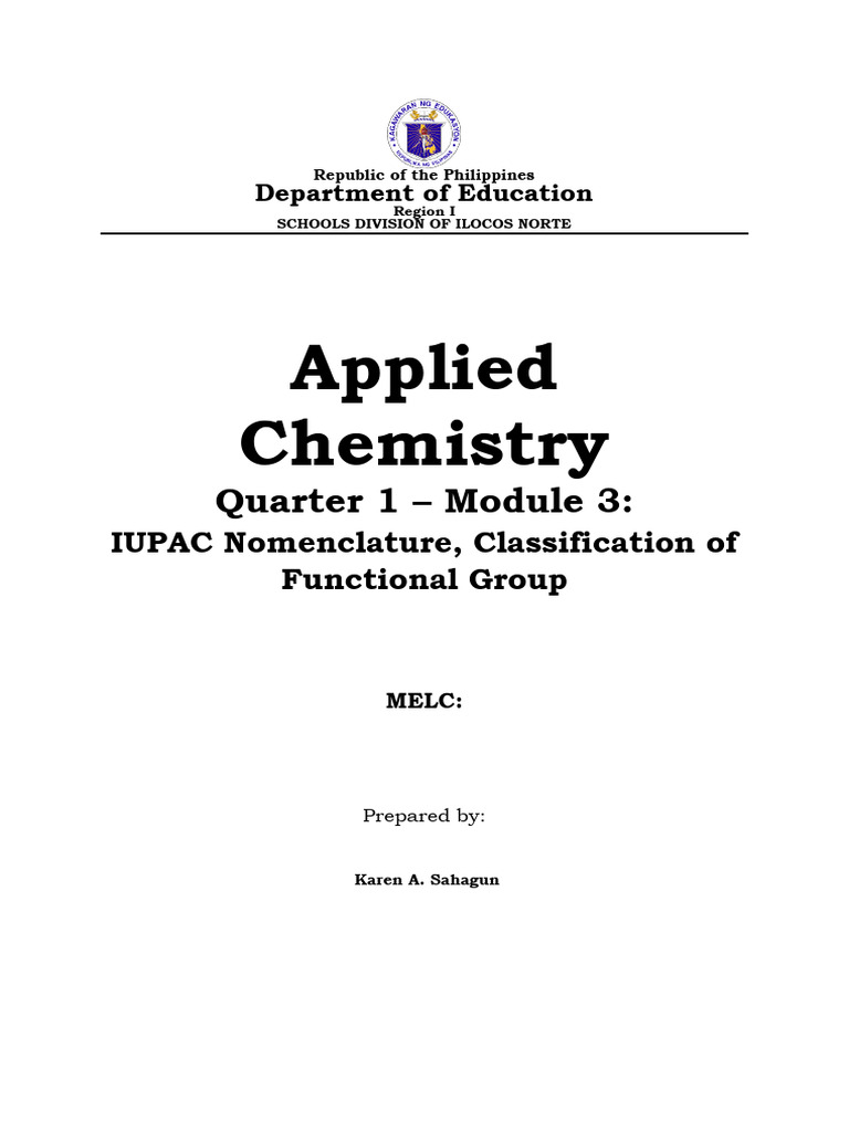 IUPAC Nomenclature in Applied Chemistry | PDF | Alkene | Alkane