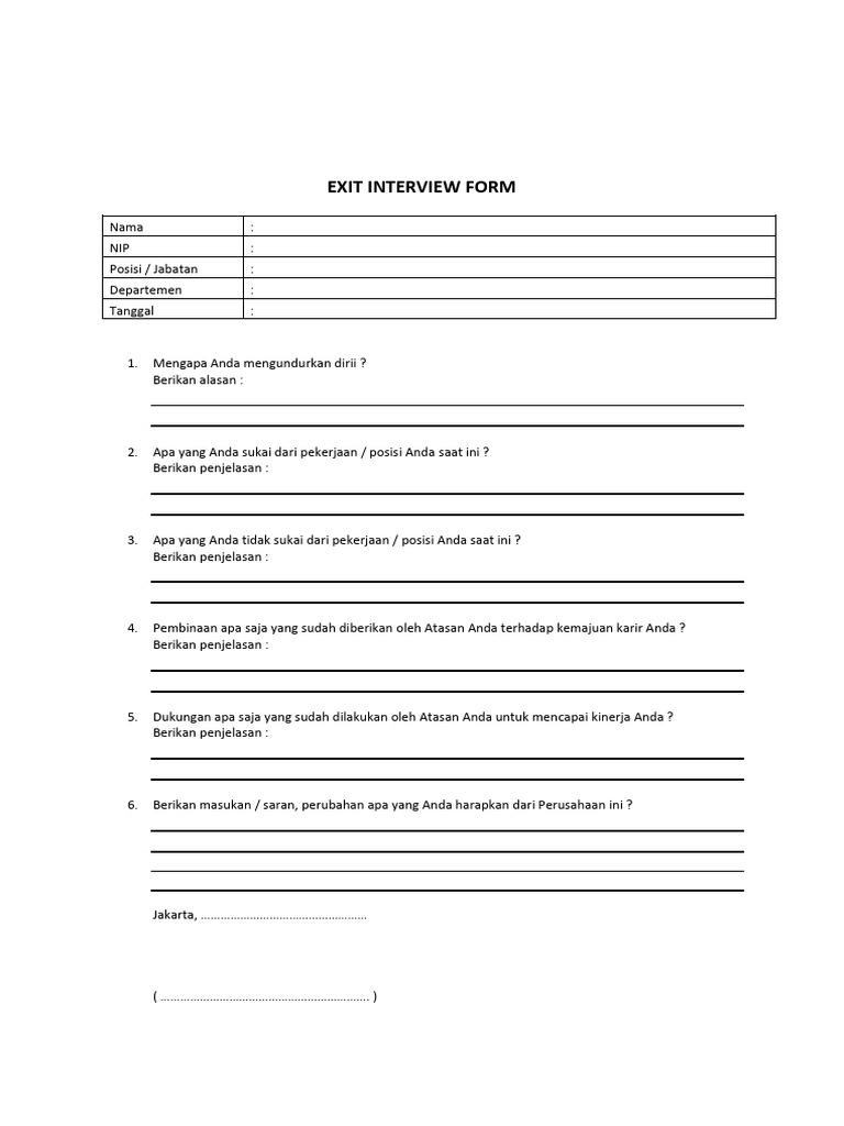 Formulir Wawancara Keluar | PDF