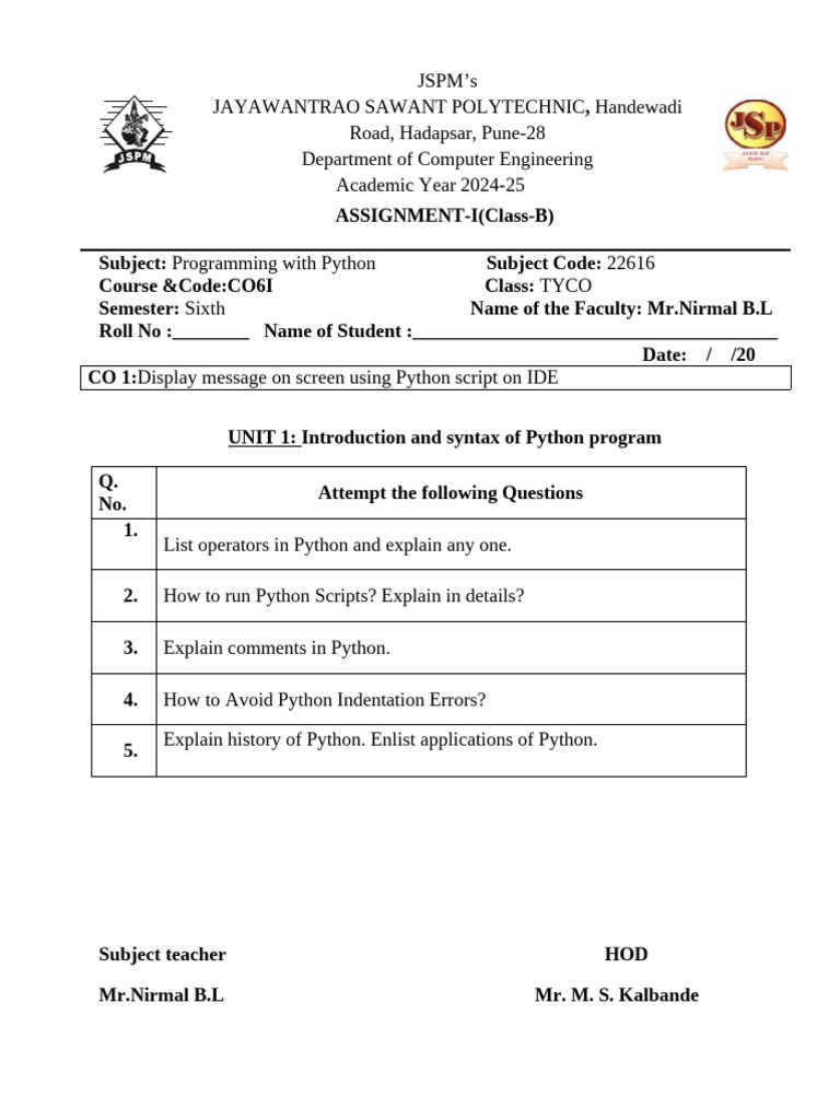 Python Programming Assignment 2024-25 | PDF