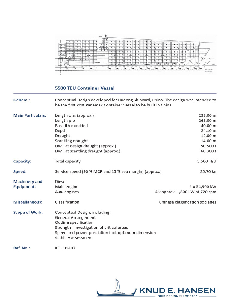 5500 TEU Post Panamax Vessel Design | PDF