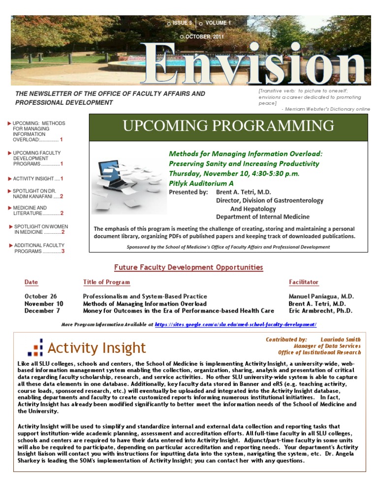 Upcoming Faculty Development Programs | PDF | Medical School | Medicine