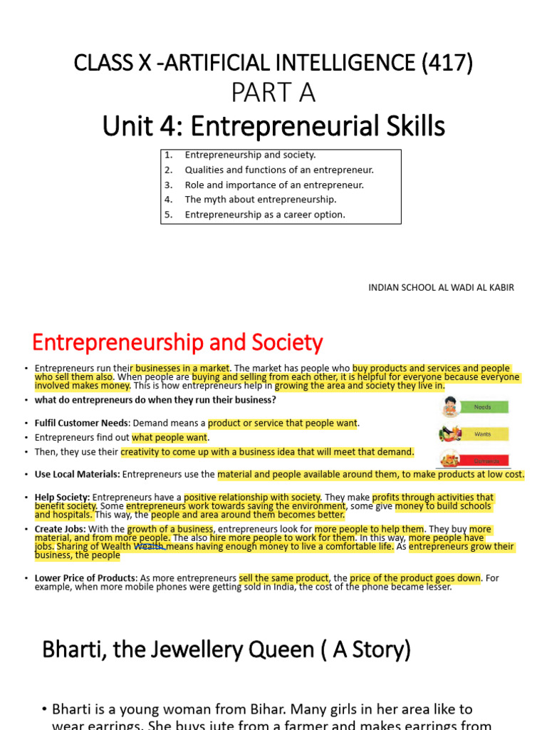 Unit 4 Entrepreneurial Skills Pdf Entrepreneurship Private Sector
