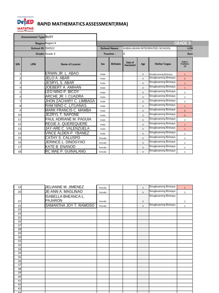 RMA2 G3Scoresheet v2 | PDF