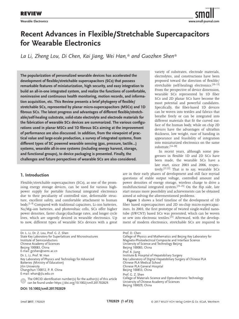 Advances in Flexible Supercapacitors | PDF | Carbon Nanotube | Graphene