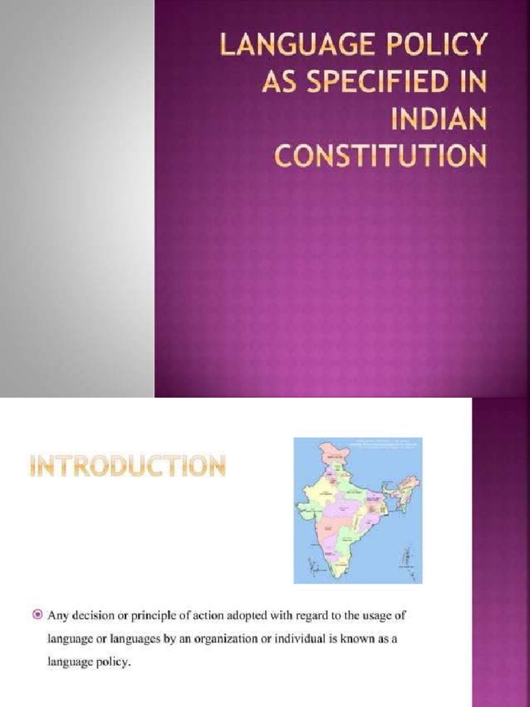 Language Policy Specified in Indian Constitution | PDF