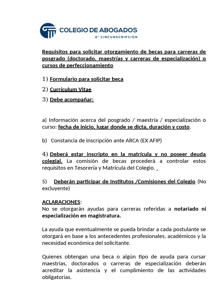 Requisitos para Becas de Posgrado | PDF
