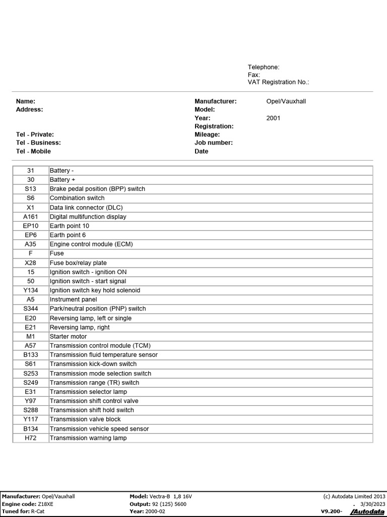 Opel VectraB Wiring Guide PDF Vehicles Vehicle Technology
