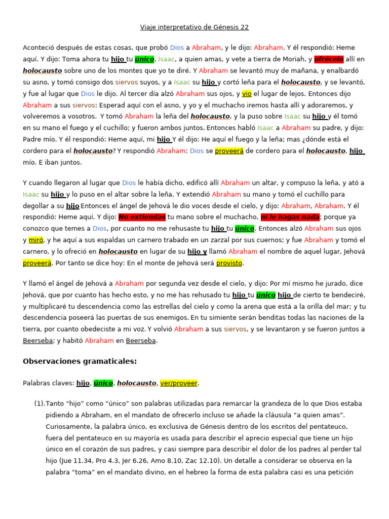 Interpretación de Génesis 22: La Prueba de Abraham | PDF | Abrahán ...
