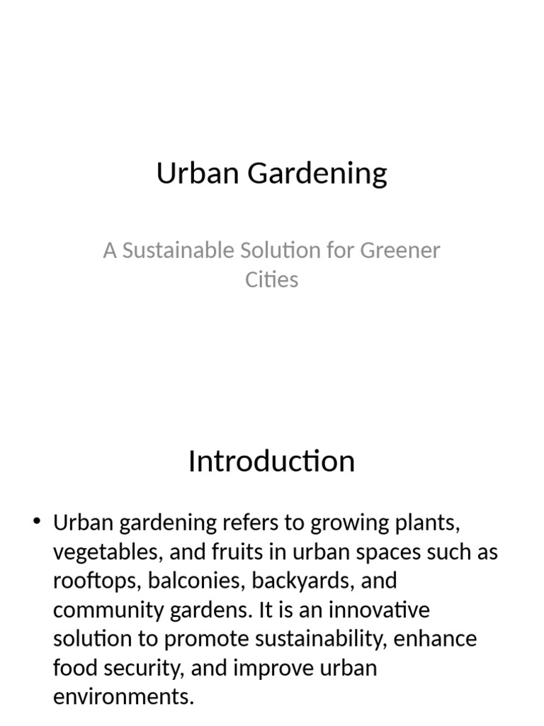 Urban Gardening: Sustainable City Solutions | PDF