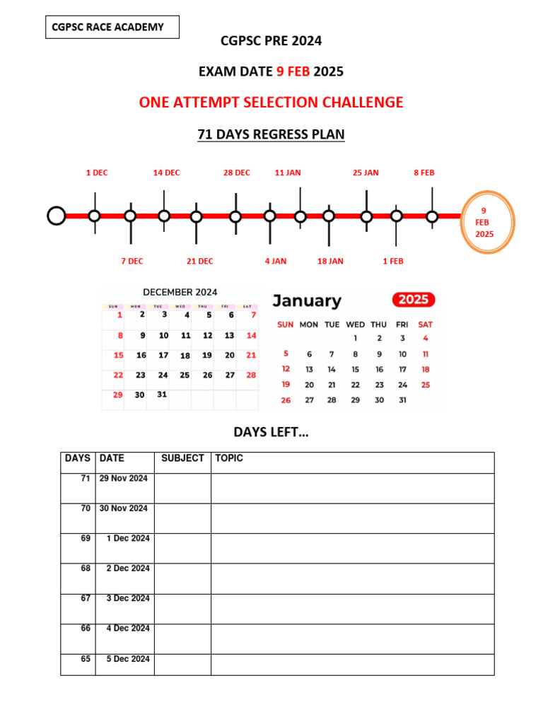 CGPSC Exam Countdown 2025 | PDF